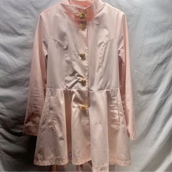 RARE Betsey Johnson Flared Skirted Trench Coat Y2K VTG Size L - Picture 14 of 14
